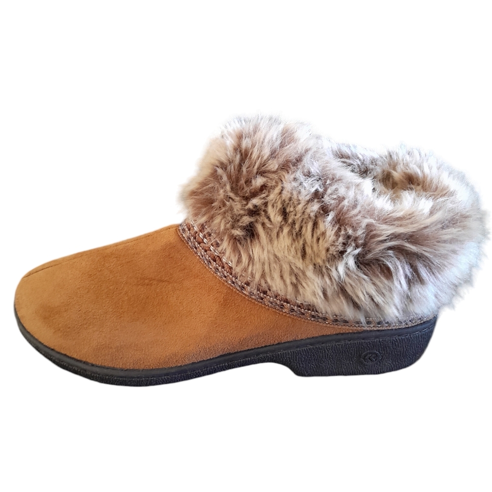Isotoner Brown Fuzzy Boot Slippers
